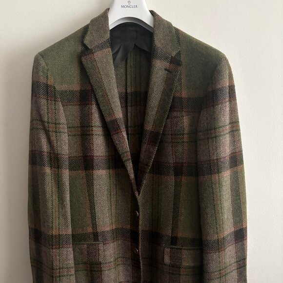 $1398 Polo Ralph Lauren Blanket Plaid Wool Alpaca Tweed Sport Coat Mi Italy- 44L - Picture 1 of 13